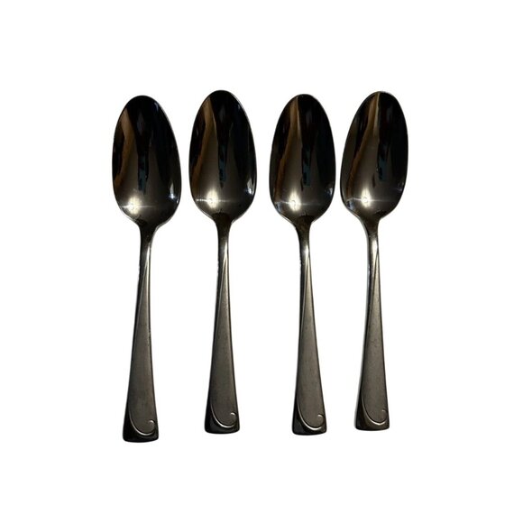 Oneida Silver Place/Oval Soup Spoon 4-Piece Set Stainless Steel Script Pattern - Picture 3 of 5